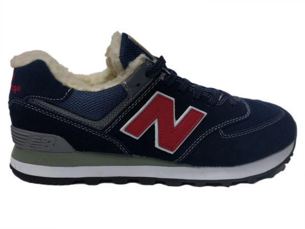 New Balance 574 на меху темно-синие с красным (35-46)