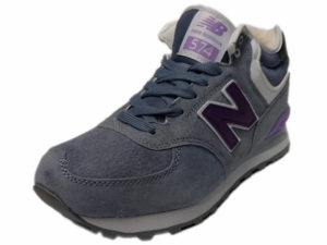 Зимние New Balance 574 Mid Suede серые с сиреневым