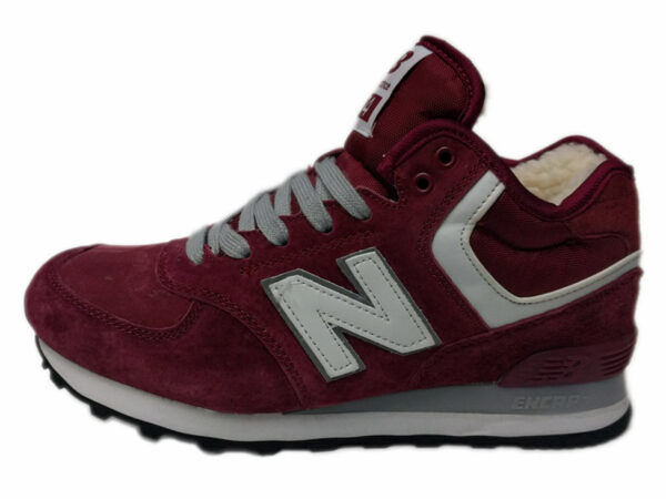 New Balance 574 Mid на меху бордовые с белым (35-41)