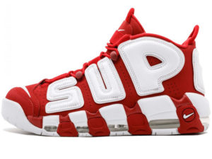 Nike Air More Uptempo X Supreme красные с белым