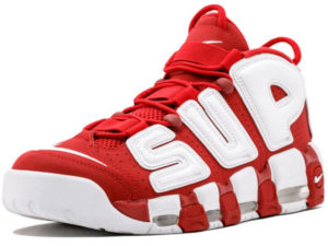 Nike Air More Uptempo X Supreme красные с белым