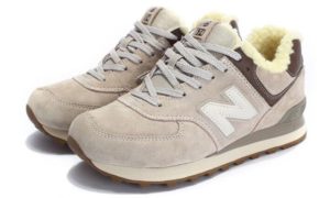 Зимние NEW BALANCE 574 с мехом замша Beige (35-39)