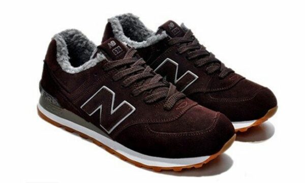 Зимние NEW BALANCE 574 с мехом замша With Fur Brown (36-45)