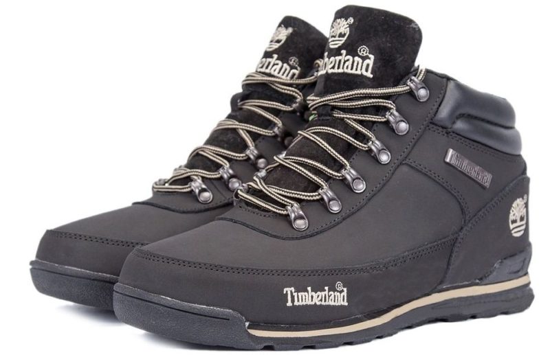 Ботинки Timberland Euro Sprint нубук с мехом Black черные 41-46