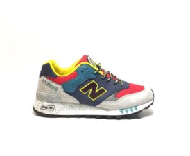 Кроссовки New Balance 577 замша-сетка сине-серые с красным 40-44