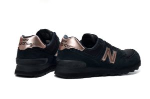 NEW BALANCE 574 ЗАМША-СЕТКА черные с золотым(35-39)