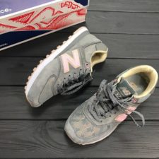 New Balance 574 серые с розовым 36-40