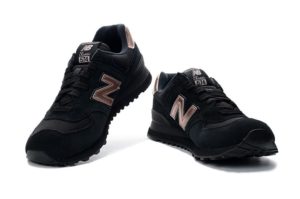 NEW BALANCE 574 ЗАМША-СЕТКА черные с золотым(35-39)