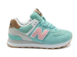 NEW BALANCE 574 замша бирюзовые с розовым (35-39)