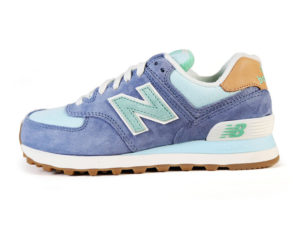 New Balance 574 замша-сетка сине-голубые с мятным (36-40)