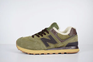 Зимние New Balance 574 зелёные с коричневым (40-45)