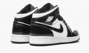 Nike Air Jordan 1 Mid SE GS Carbon Fiber All-Star черно-белые кожаные женские (35-39)