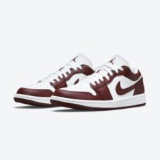 Nike Air Jordan 1 Low Bronze Eclipse бордово-белые кожаные женские (35-39)