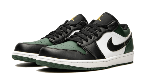Nike Air Jordan 1 Low Green Toe белые с зеленым и черным кожаные женские (35-39)