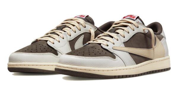 Nike Air Jordan 1 Low Travis Scott OG белые с коричневым и бежевым кожа-нубук мужские (40-44)