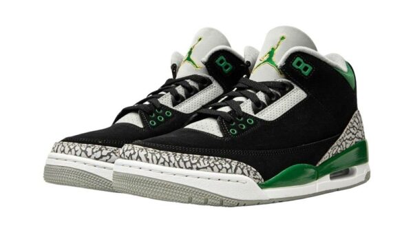 Nike Air Jordan 3 Pine Green черно-серые с зеленым нубук мужские (40-44)