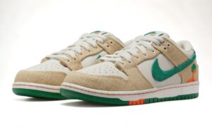 Nike SB Dunk Low Jarritos серо-бежевые с зеленым кожаные мужские (40-44)